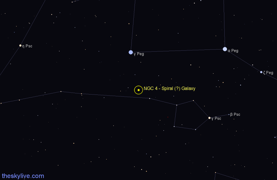Finder chart NGC 4 - Spiral (?) Galaxy in Pisces star