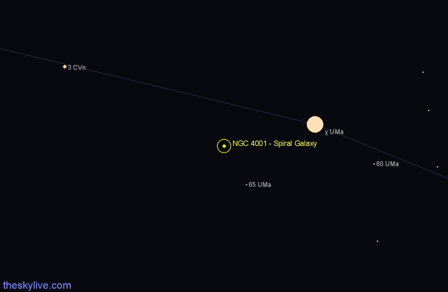 Finder chart NGC 4001 - Spiral Galaxy in Ursa Major star