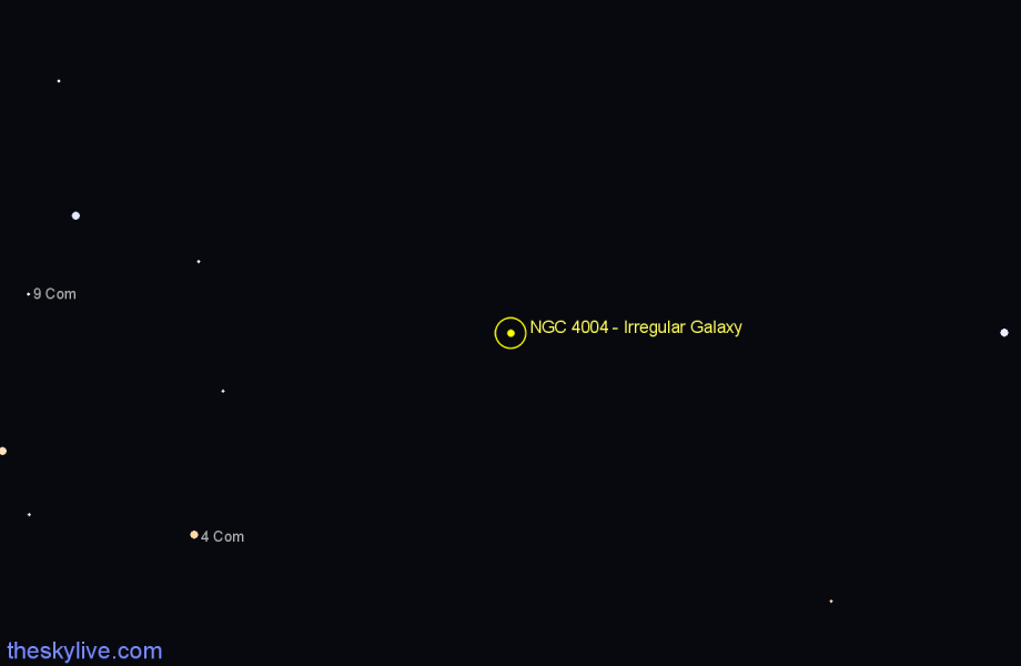 Finder chart NGC 4004 - Irregular Galaxy in Coma Berenices star