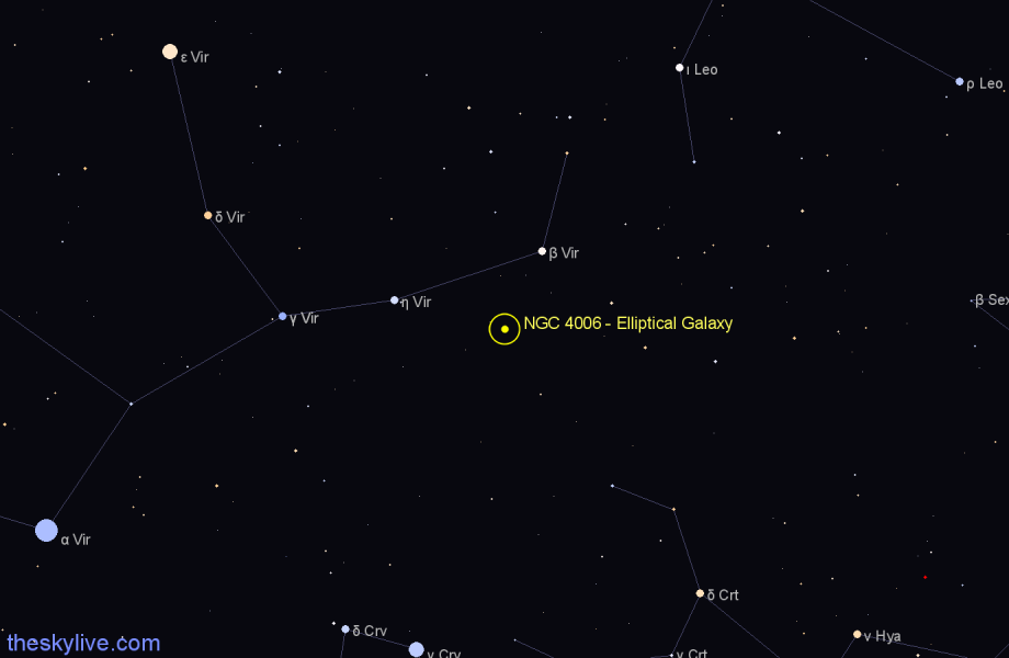 Finder chart NGC 4006 - Elliptical Galaxy in Virgo star