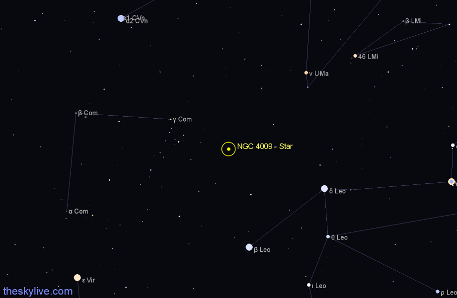 Finder chart NGC 4009 - Star in Coma Berenices star