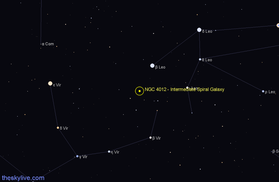 Finder chart NGC 4012 - Intermediate Spiral Galaxy in Virgo star