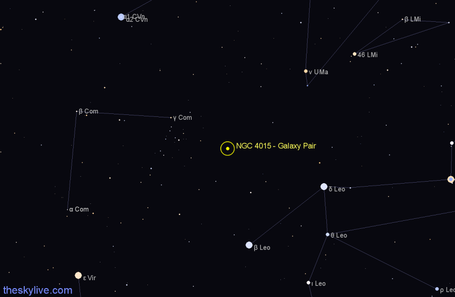 Finder chart NGC 4015 - Galaxy Pair in Coma Berenices star