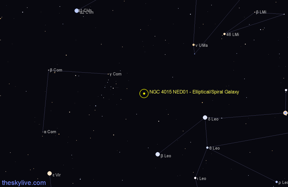 Finder chart NGC 4015 NED01 - Elliptical/Spiral Galaxy in Coma Berenices star