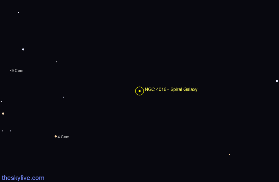 Finder chart NGC 4016 - Spiral Galaxy in Coma Berenices star