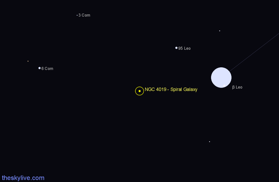 Finder chart NGC 4019 - Spiral Galaxy in Coma Berenices star