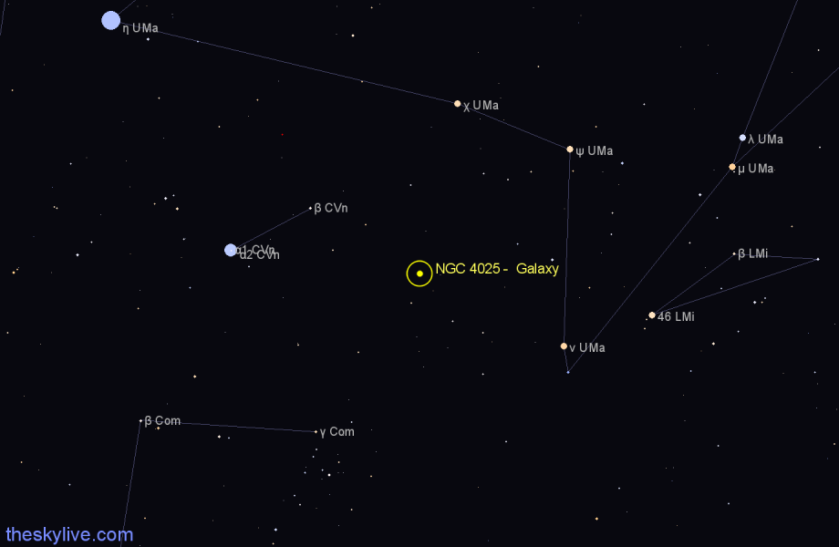 Finder chart NGC 4025 - Galaxy in Ursa Major star