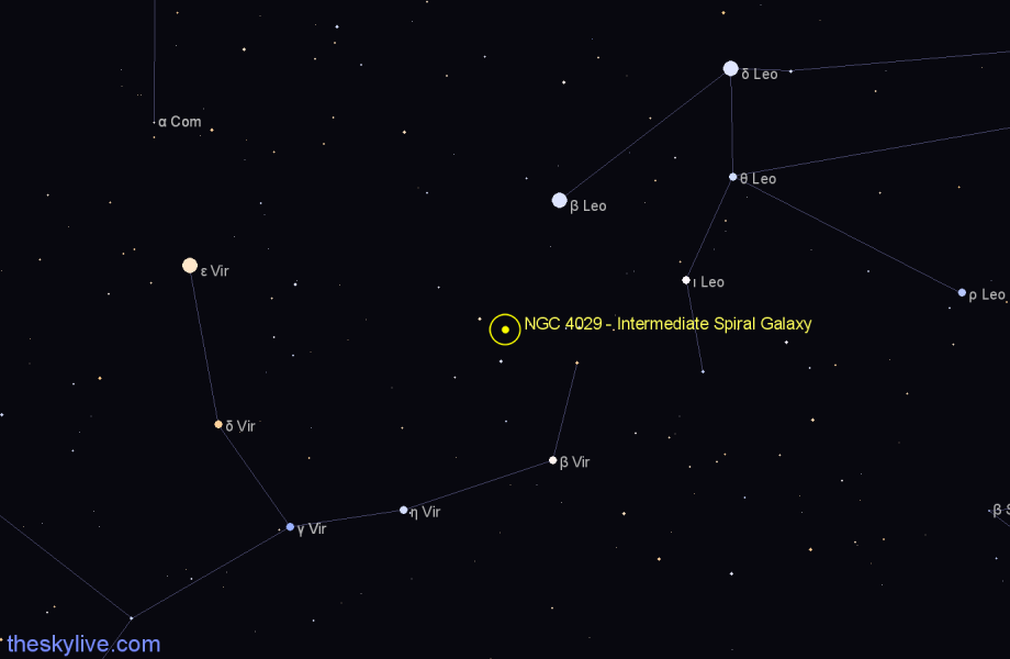 Finder chart NGC 4029 - Intermediate Spiral Galaxy in Virgo star