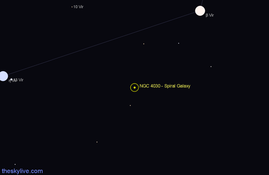 Finder chart NGC 4030 - Spiral Galaxy in Virgo star