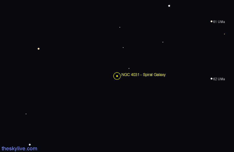 Finder chart NGC 4031 - Spiral Galaxy in Ursa Major star