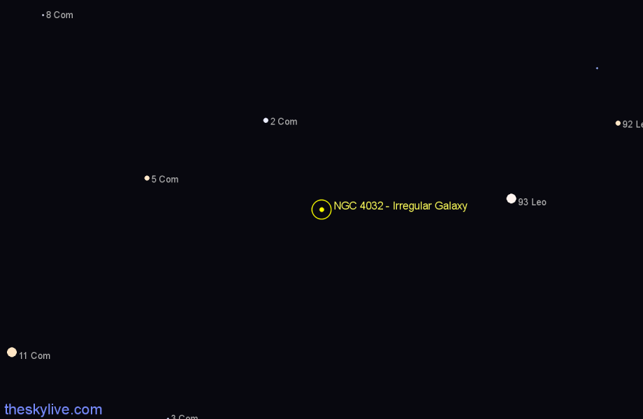 Finder chart NGC 4032 - Irregular Galaxy in Coma Berenices star