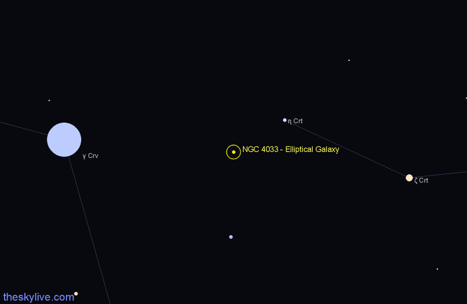 Finder chart NGC 4033 - Elliptical Galaxy in Corvus star