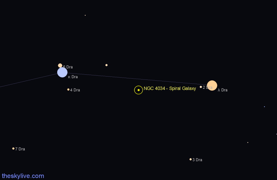 Finder chart NGC 4034 - Spiral Galaxy in Draco star