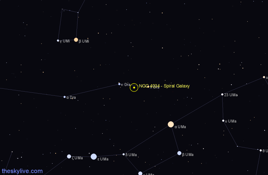 Finder chart NGC 4034 - Spiral Galaxy in Draco star