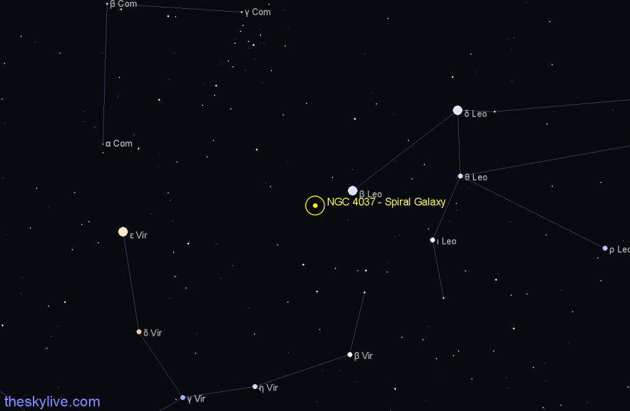 Finder chart NGC 4037 - Spiral Galaxy in Coma Berenices star