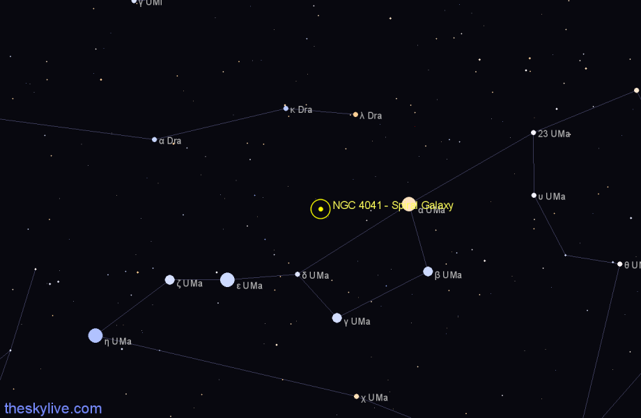 Finder chart NGC 4041 - Spiral Galaxy in Ursa Major star