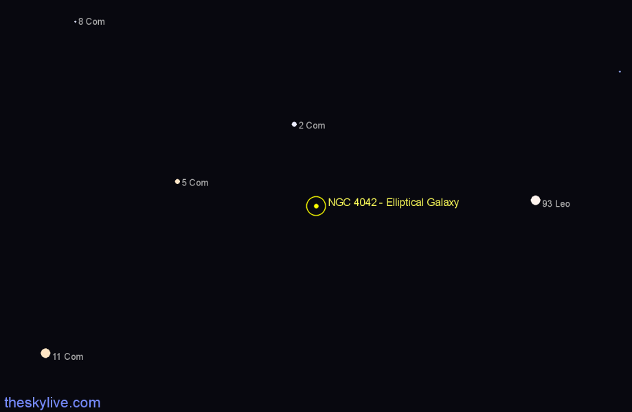 Finder chart NGC 4042 - Elliptical Galaxy in Coma Berenices star