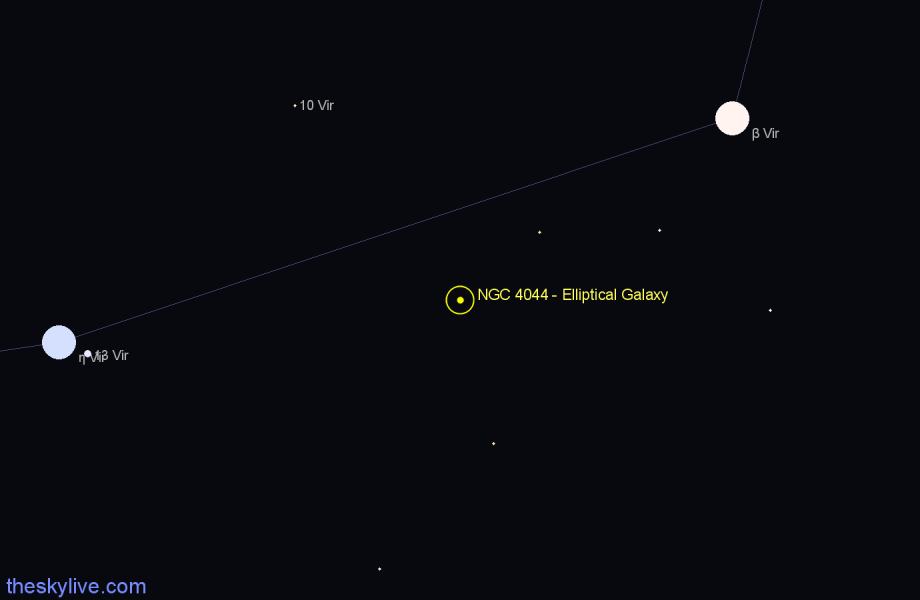 Finder chart NGC 4044 - Elliptical Galaxy in Virgo star