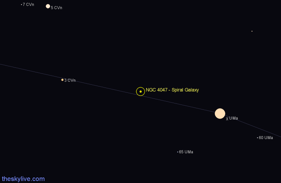 Finder chart NGC 4047 - Spiral Galaxy in Ursa Major star