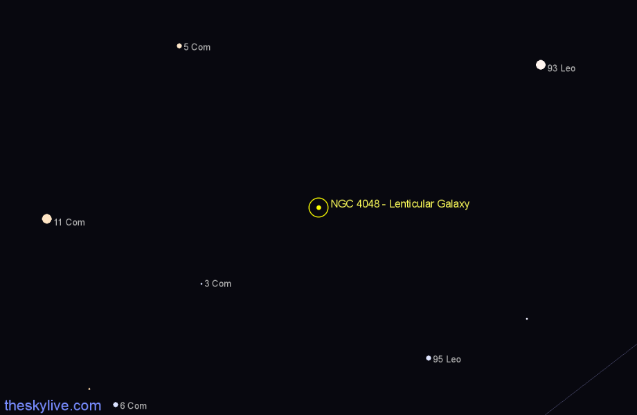 Finder chart NGC 4048 - Lenticular Galaxy in Coma Berenices star