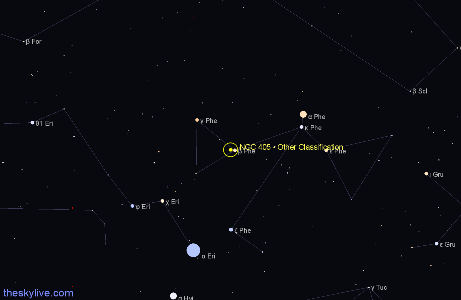 Finder chart NGC 405 - Other Classification in Phoenix star