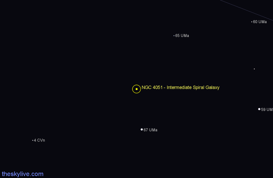 Finder chart NGC 4051 - Intermediate Spiral Galaxy in Ursa Major star