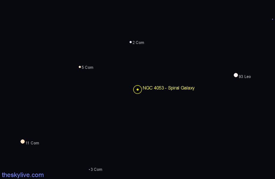 Finder chart NGC 4053 - Spiral Galaxy in Coma Berenices star