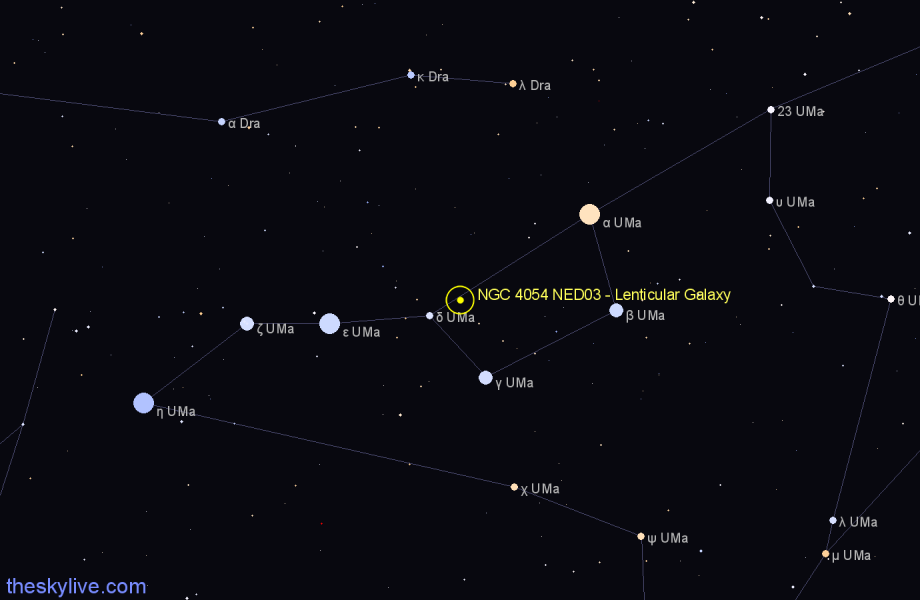 Finder chart NGC 4054 NED03 - Lenticular Galaxy in Ursa Major star