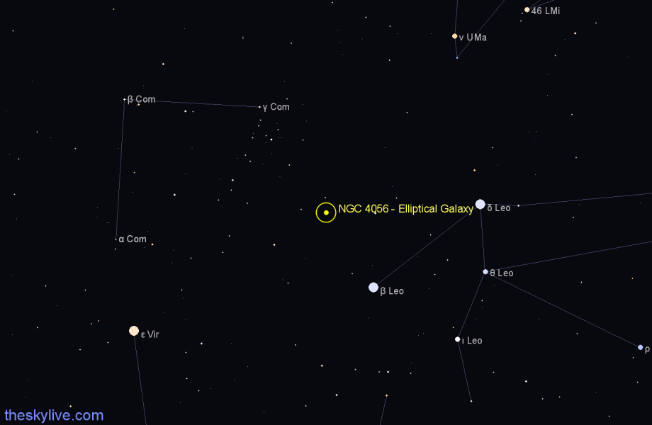 Finder chart NGC 4056 - Elliptical Galaxy in Coma Berenices star