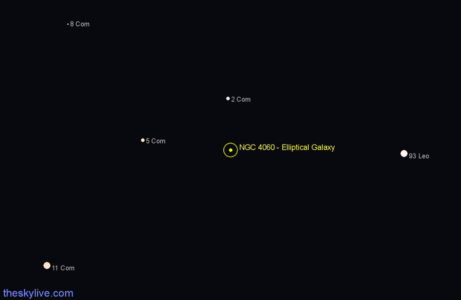 Finder chart NGC 4060 - Elliptical Galaxy in Coma Berenices star