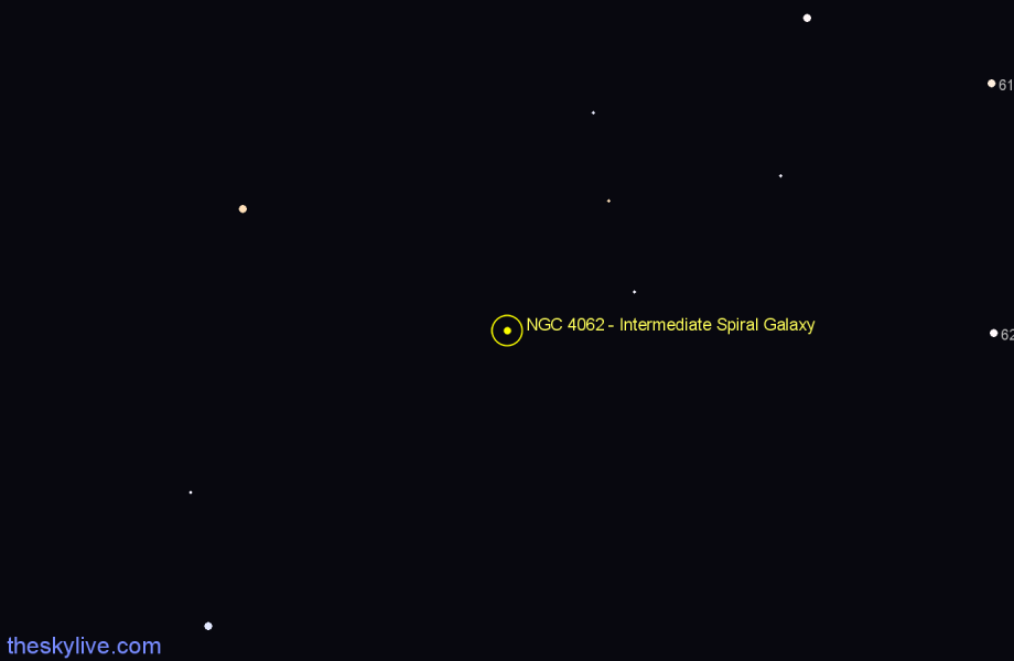 Finder chart NGC 4062 - Intermediate Spiral Galaxy in Ursa Major star