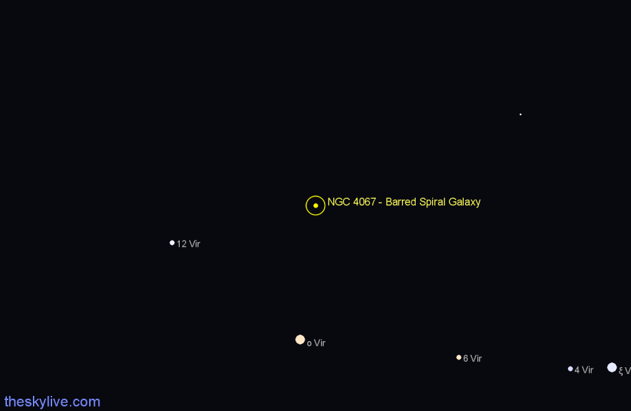 Finder chart NGC 4067 - Barred Spiral Galaxy in Virgo star