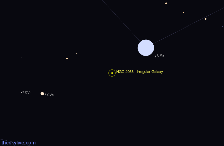 Finder chart NGC 4068 - Irregular Galaxy in Ursa Major star