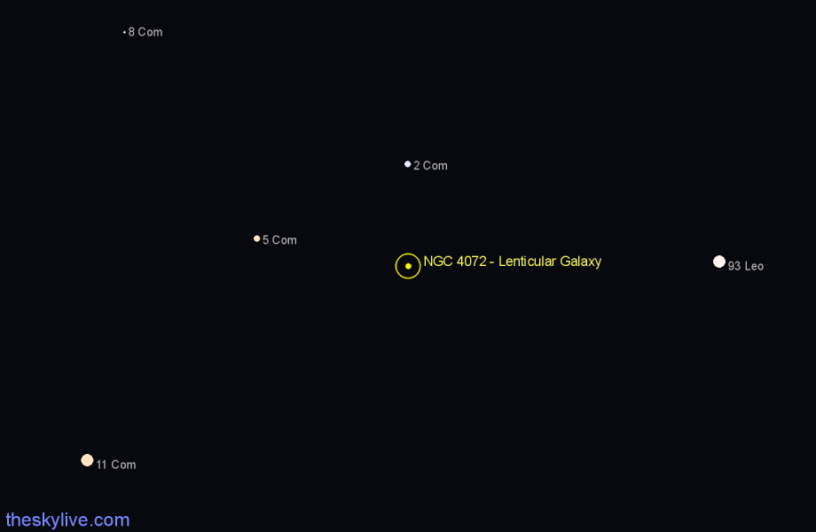 Finder chart NGC 4072 - Lenticular Galaxy in Coma Berenices star