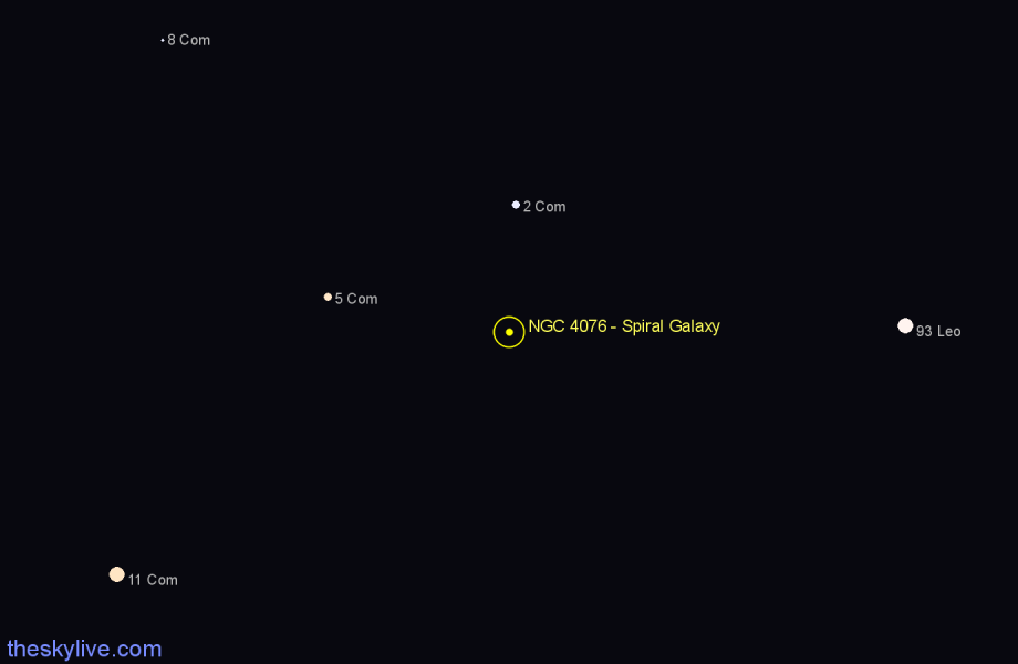 Finder chart NGC 4076 - Spiral Galaxy in Coma Berenices star