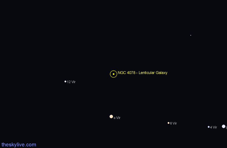 Finder chart NGC 4078 - Lenticular Galaxy in Virgo star