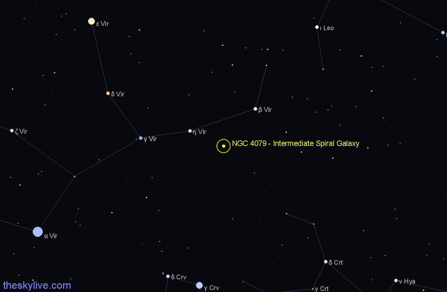 Finder chart NGC 4079 - Intermediate Spiral Galaxy in Virgo star