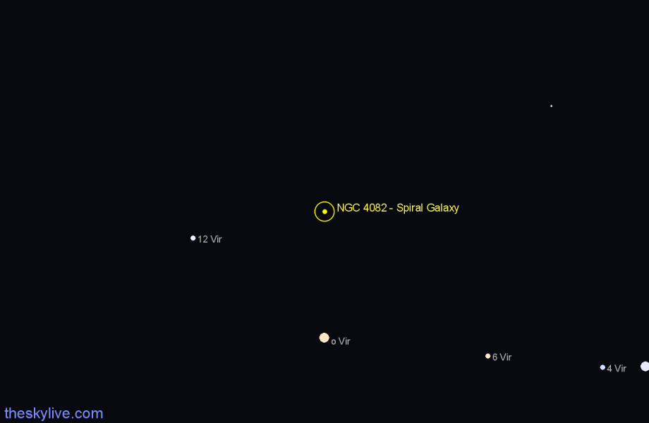 Finder chart NGC 4082 - Spiral Galaxy in Virgo star