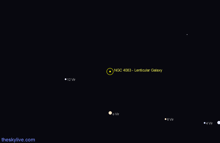 Finder chart NGC 4083 - Lenticular Galaxy in Virgo star