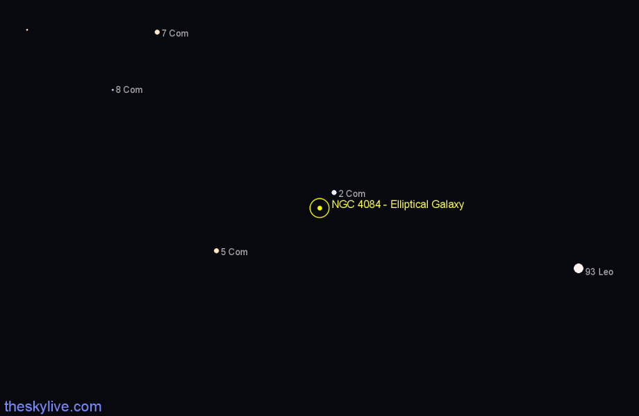 Finder chart NGC 4084 - Elliptical Galaxy in Coma Berenices star