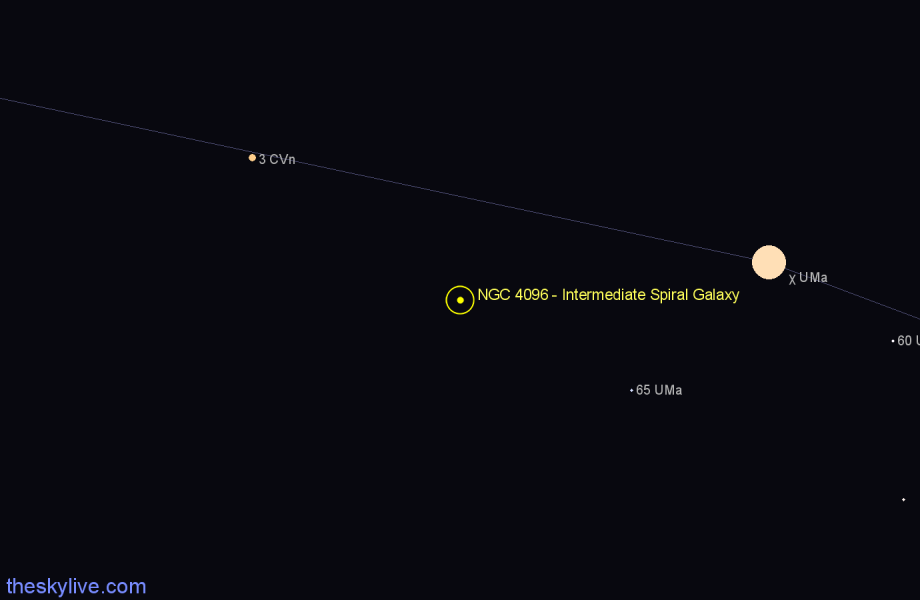 Finder chart NGC 4096 - Intermediate Spiral Galaxy in Ursa Major star