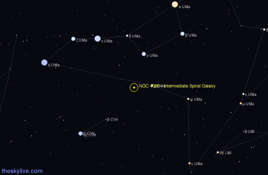 Finder chart NGC 4096 - Intermediate Spiral Galaxy in Ursa Major star