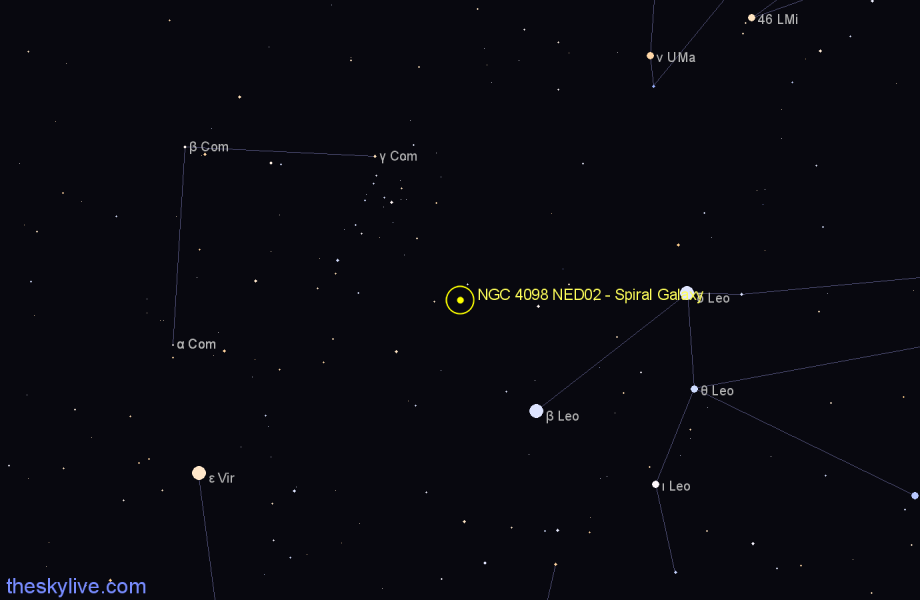 Finder chart NGC 4098 NED02 - Spiral Galaxy in Coma Berenices star