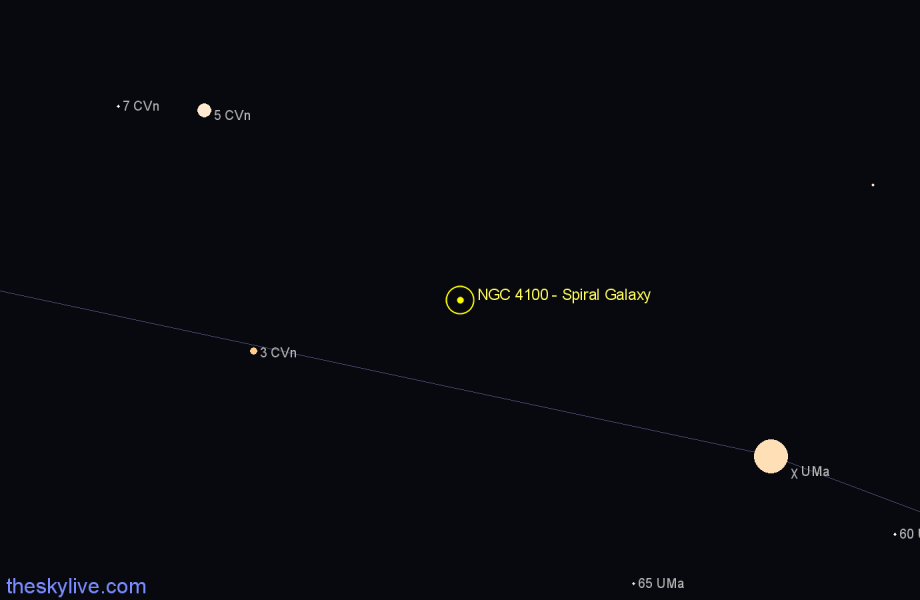 Finder chart NGC 4100 - Spiral Galaxy in Ursa Major star