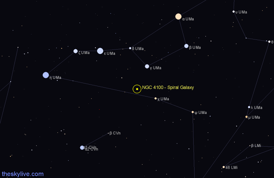 Finder chart NGC 4100 - Spiral Galaxy in Ursa Major star