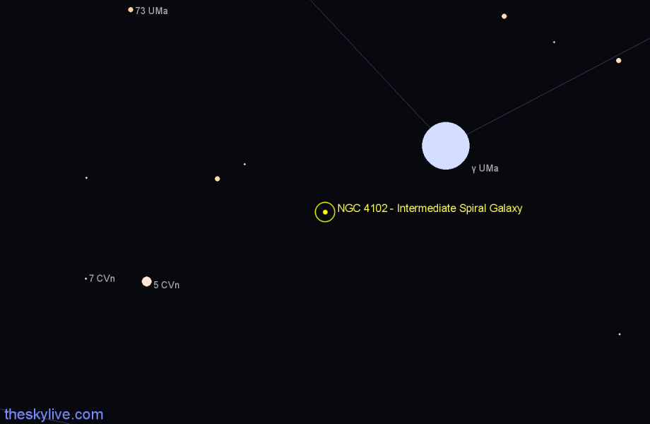 Finder chart NGC 4102 - Intermediate Spiral Galaxy in Ursa Major star