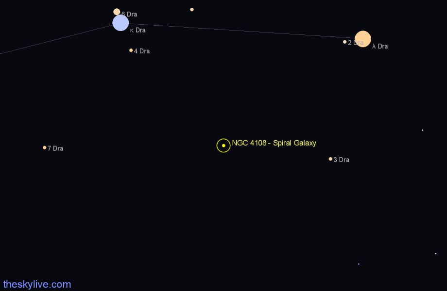 Finder chart NGC 4108 - Spiral Galaxy in Draco star