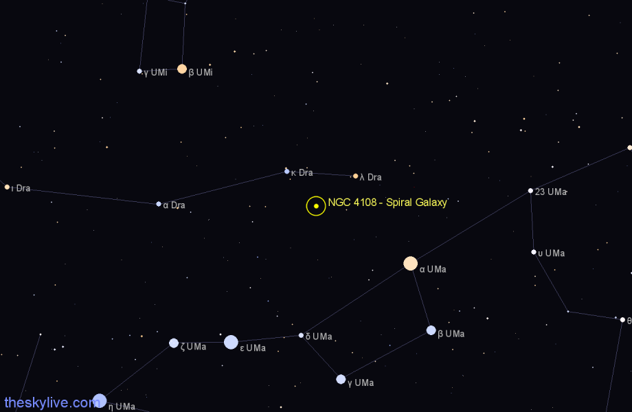 Finder chart NGC 4108 - Spiral Galaxy in Draco star