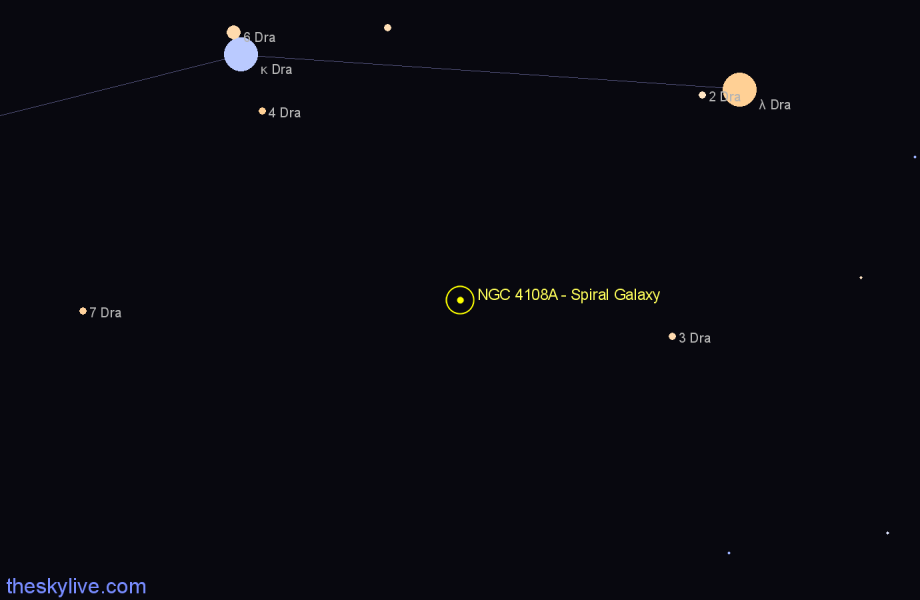 Finder chart NGC 4108A - Spiral Galaxy in Draco star