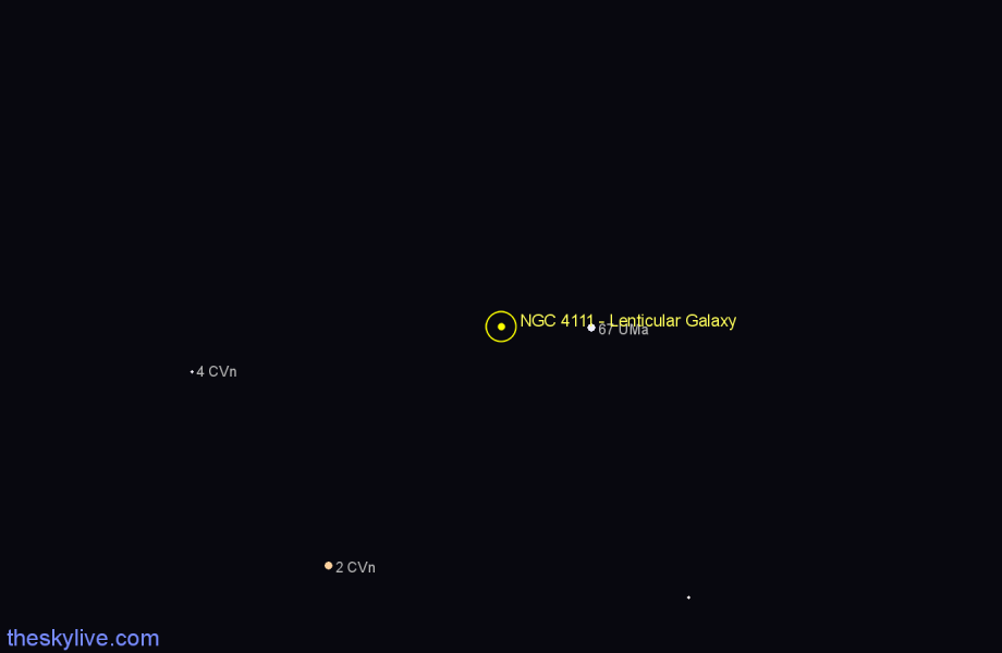 Finder chart NGC 4111 - Lenticular Galaxy in Canes Venatici star
